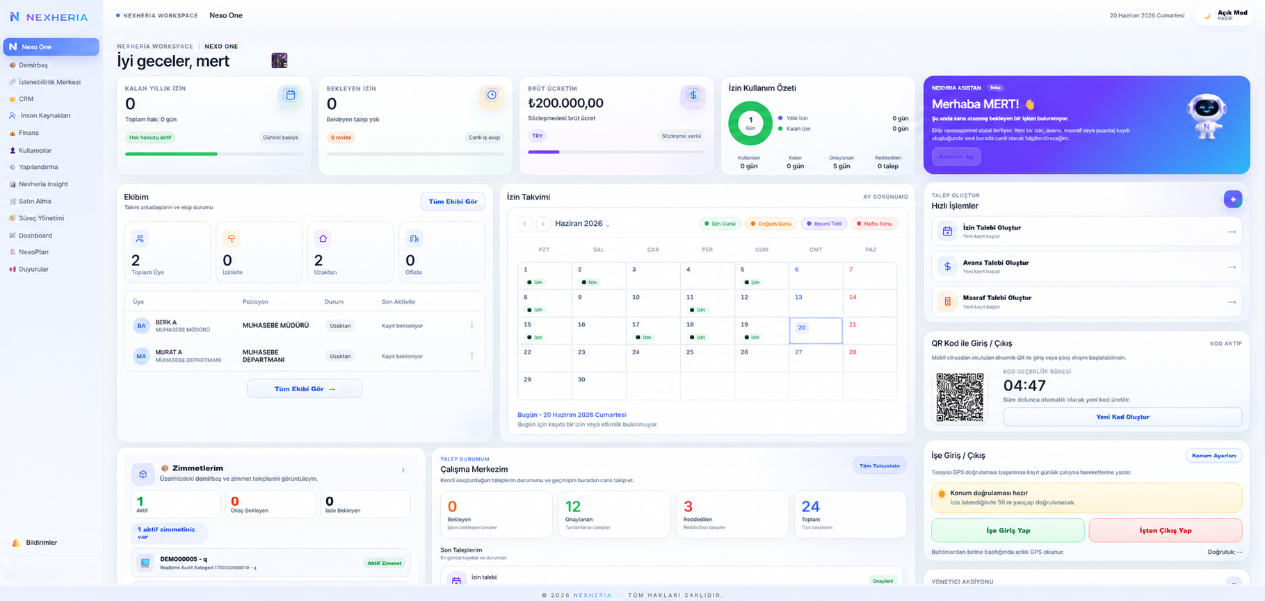 Nexheria platform ana ekranı